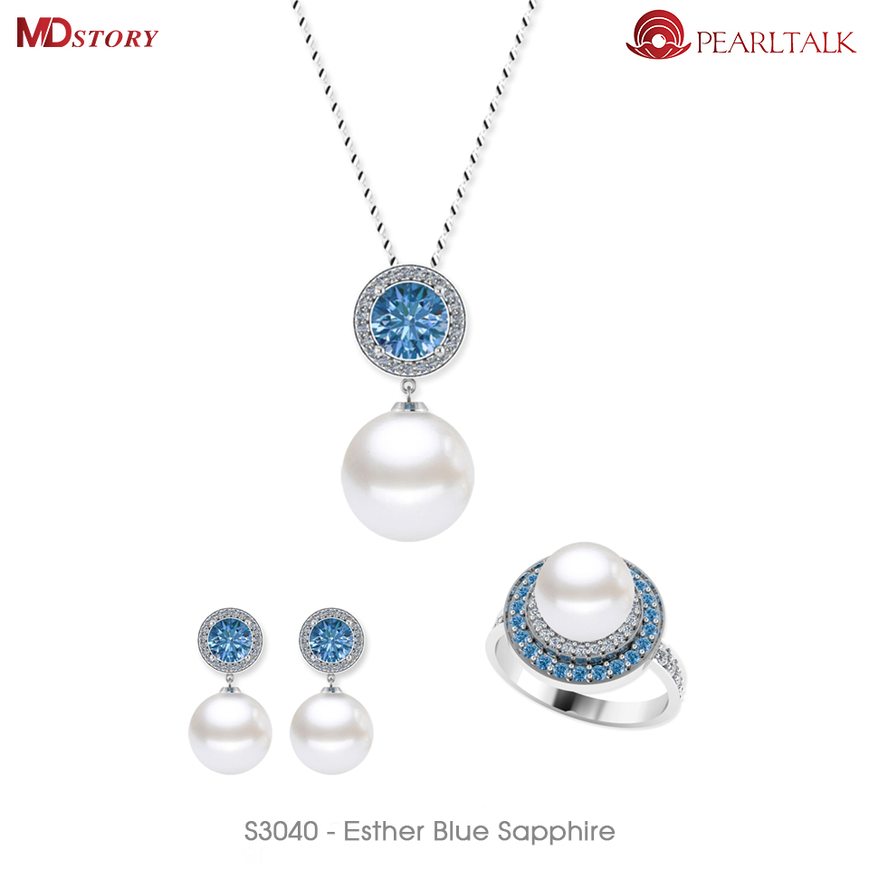 Bộ ngọc trai Esther blue sapphire &#8211; S3040BS