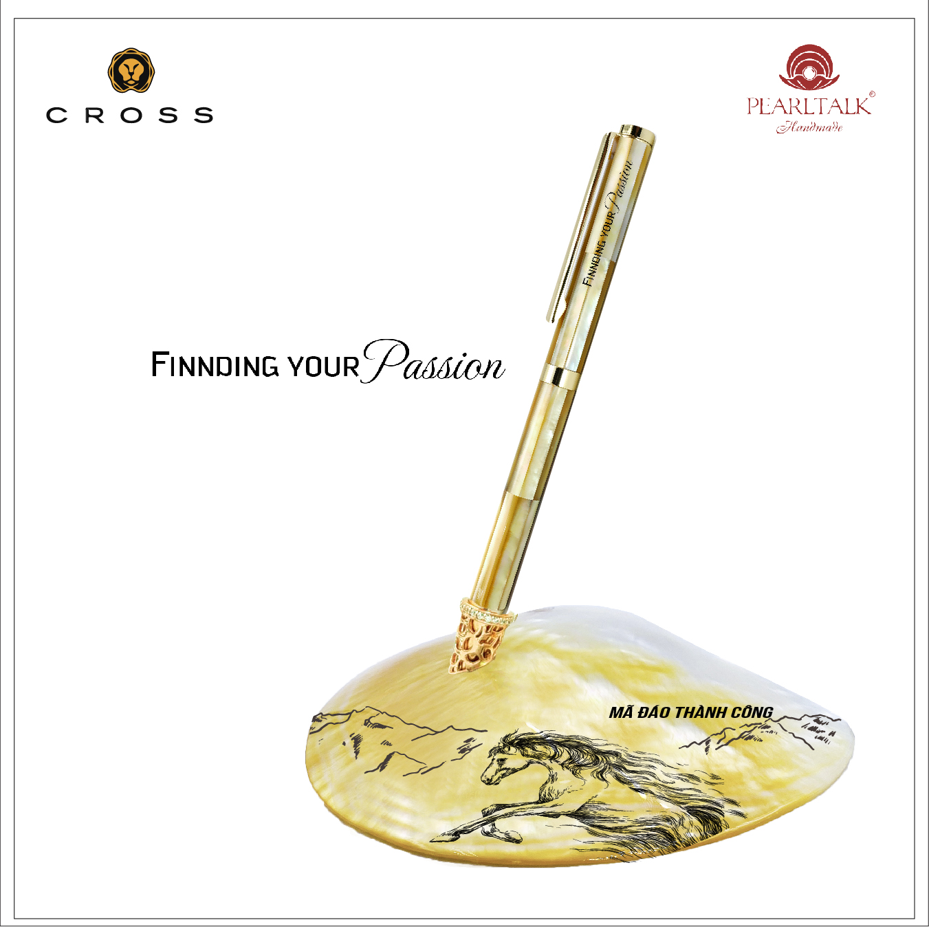 Combo bút Pearltalk form 01 màu vàng South sea – Đế cắm bút South sea